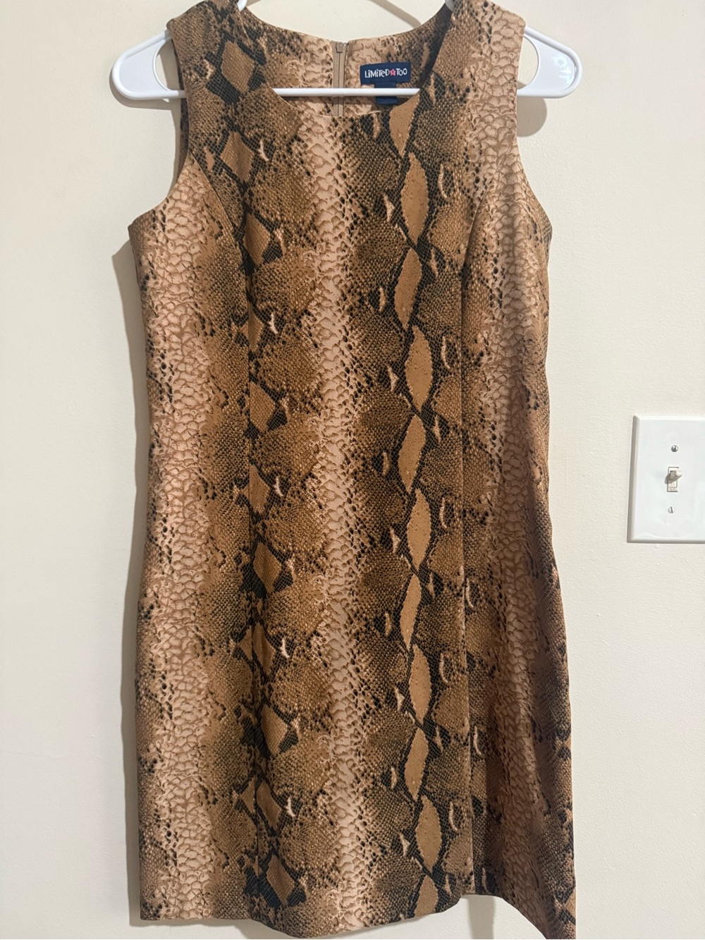 Vintage Y2K Limited Too Snakeskin Sheath Dress - Brown Tan Python Print S